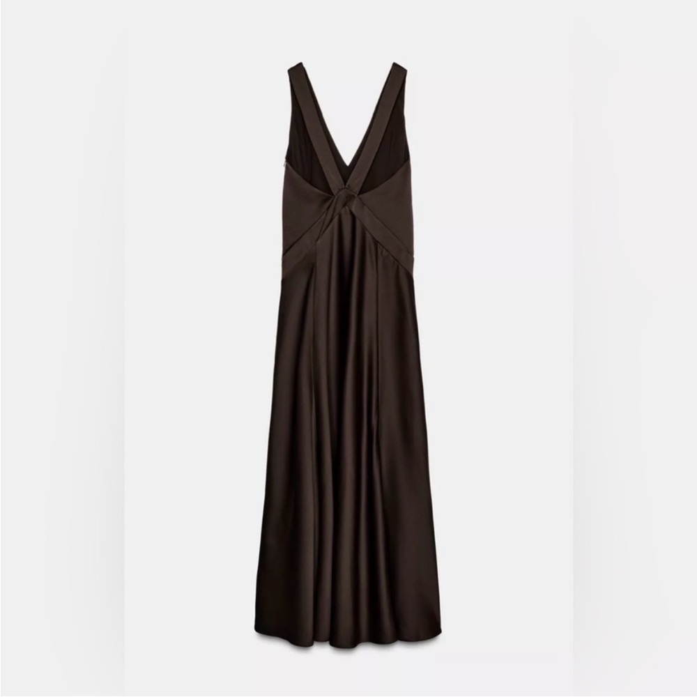 Zara Brown Maxi Dress with Slit - Picture 9 of 10